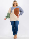 Cozy Chic Plus Size Colorblock Pullover Sweater