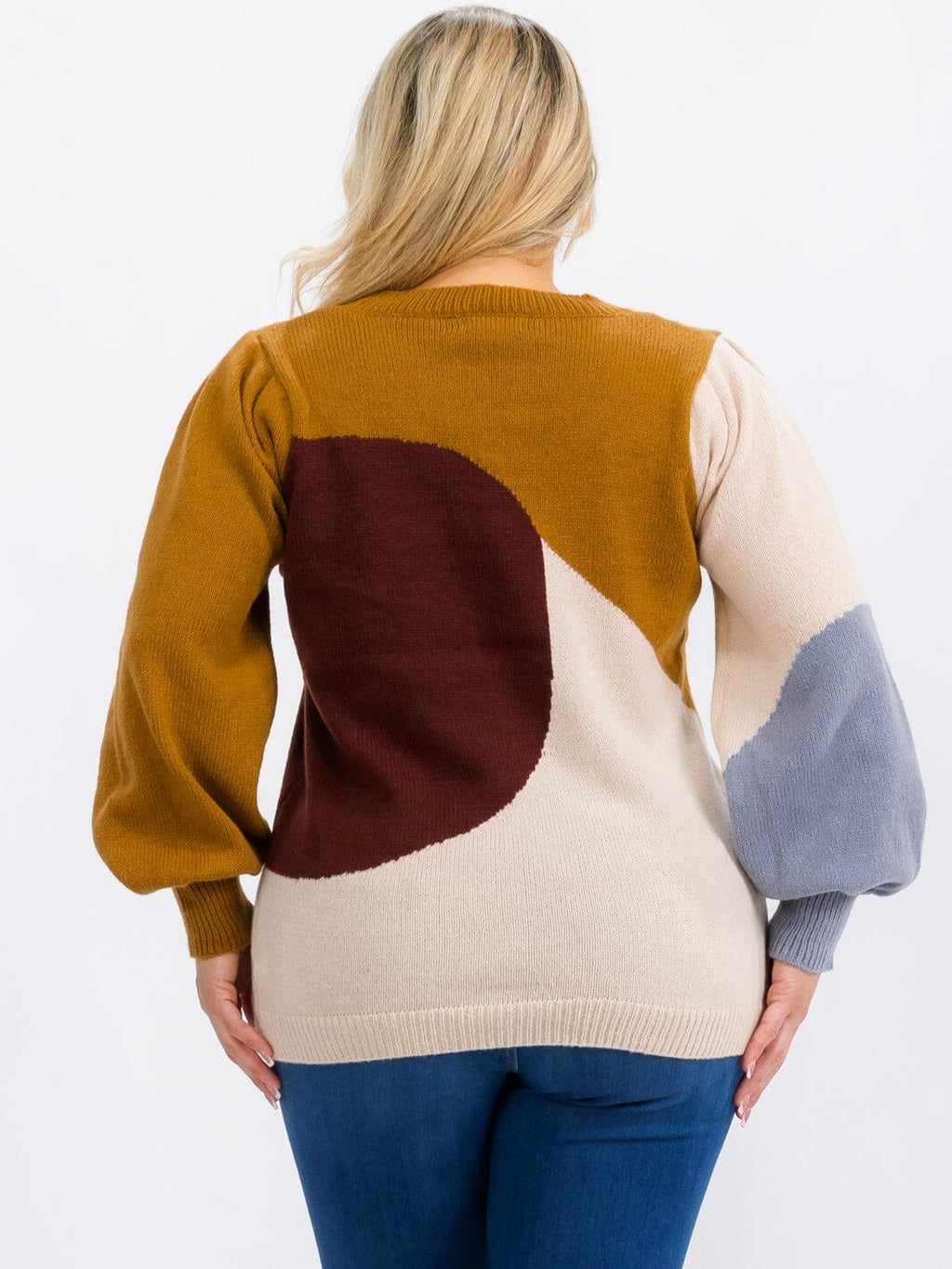 Cozy Chic Plus Size Colorblock Pullover Sweater