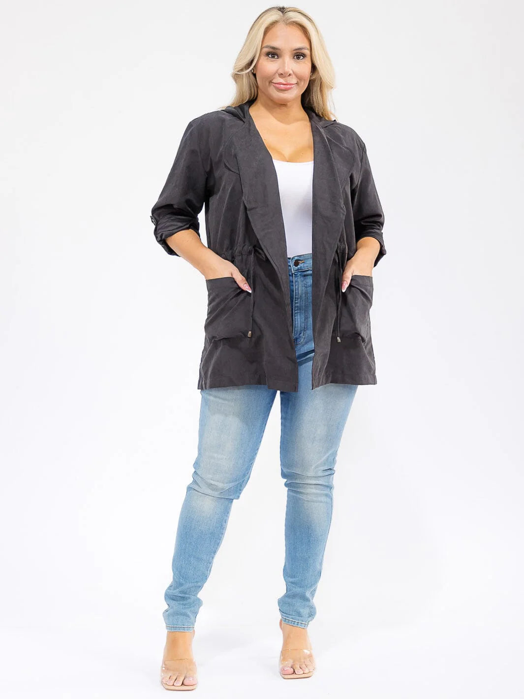 All-Season Curve Tie-Front Jacket
